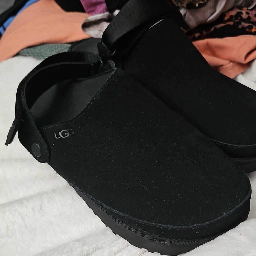 UGG Black Suede Slip-On Shoes